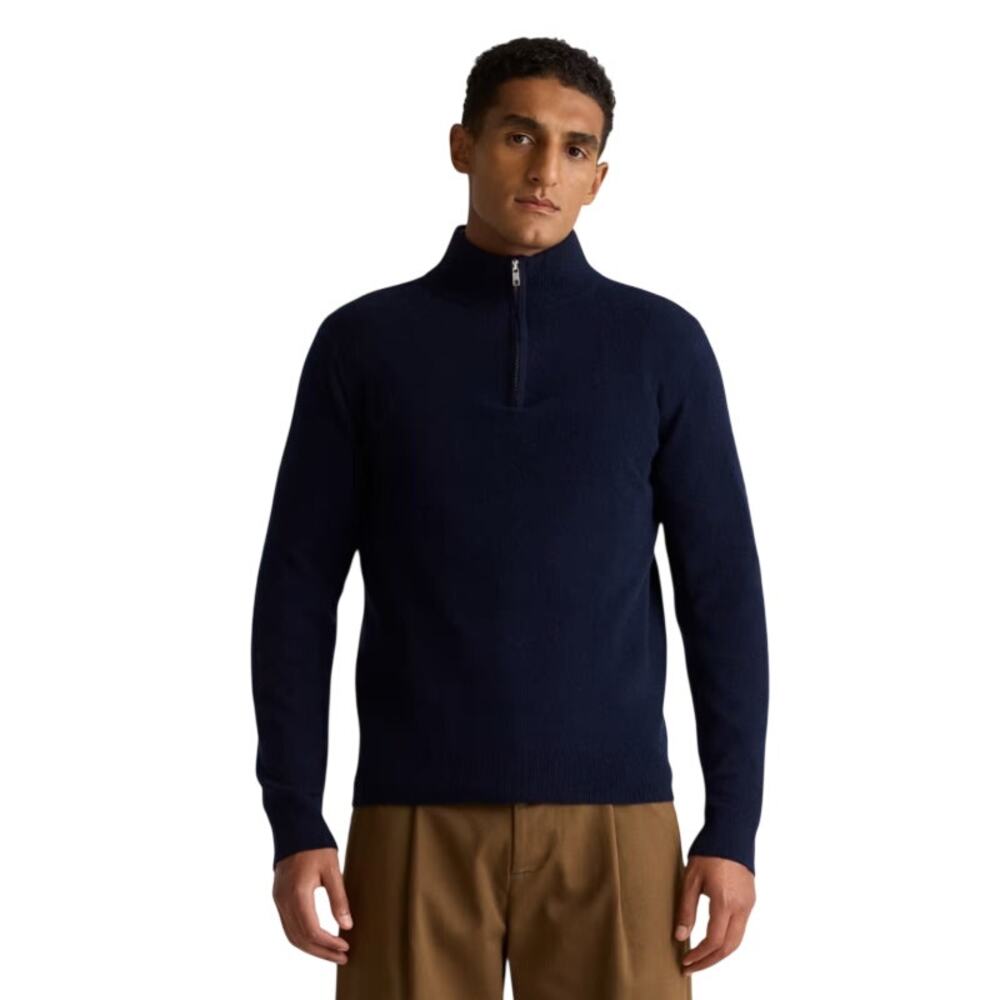 EUC Quince Men’s XXL True Navy Cashmere Quarter Zip Sweater Preppy Retro Casual